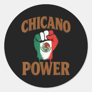 Pegatina Redonda Poder Chicano Bandera Mexicana México Marrón Latin