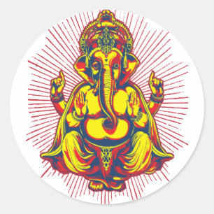 Pegatina Redonda Poder de Ganesh