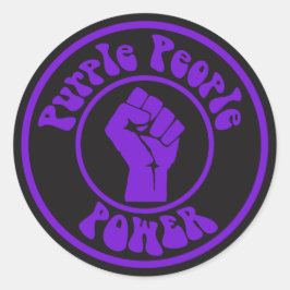Pegatina Redonda Poder del pueblo púrpura
