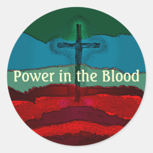 Pegatina Redonda Poder en la sangre de Jesús