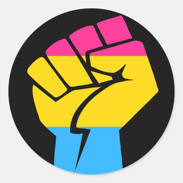 Pegatina Redonda Poder pansexual (Anverso)
