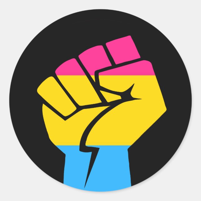 Pegatina Redonda Poder pansexual (Anverso)