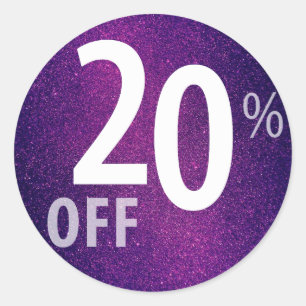 Pegatina Redonda Poderoso Rótulo 20% OFF   Purpurina morado