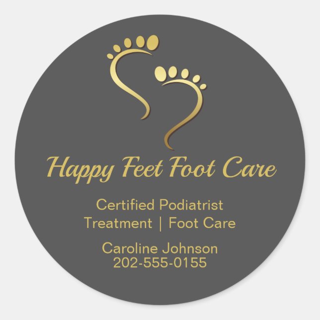 Pegatina Redonda Podiatrista chiropodista Pedicure Foot Care Busine (Anverso)