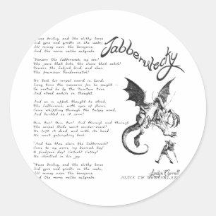 Pegatina Redonda Poema de Jabberwocky