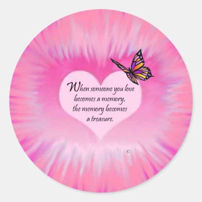 Pegatina Redonda Poema de mariposa de Recuerdos tesoros (Anverso)