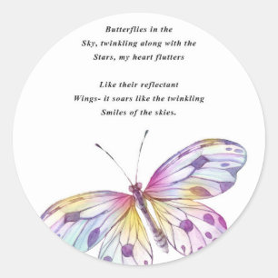 Pegatina Redonda Poema de mariposas