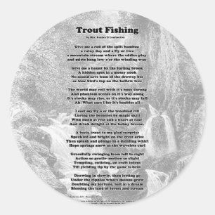Pegatina Redonda Poema de pesca de trucha