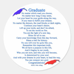 Pegatina Redonda Poema para graduados