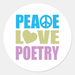 Pegatina Redonda Poesía de amor por la paz