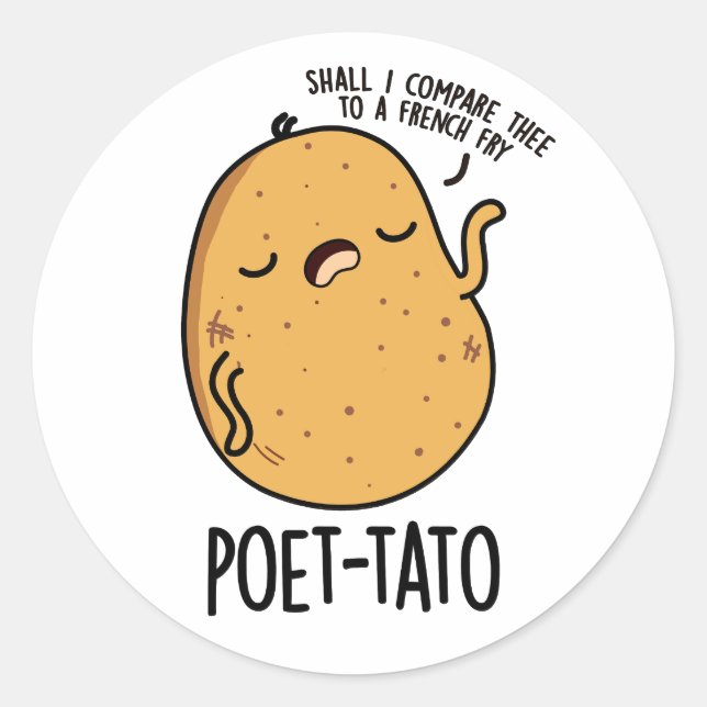 Pegatina Redonda Poeta-tato gracioso potato Pun (Anverso)