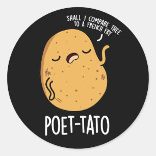 Pegatina Redonda Poeta-tato Gracioso Potato Pun Dark BG