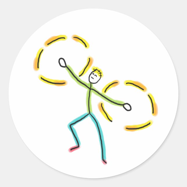 Pegatina Redonda Poi Spinning Stickman (Anverso)