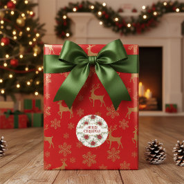 Pegatina Redonda Poinsettia Christmas - Elegant Holiday Floral Seal