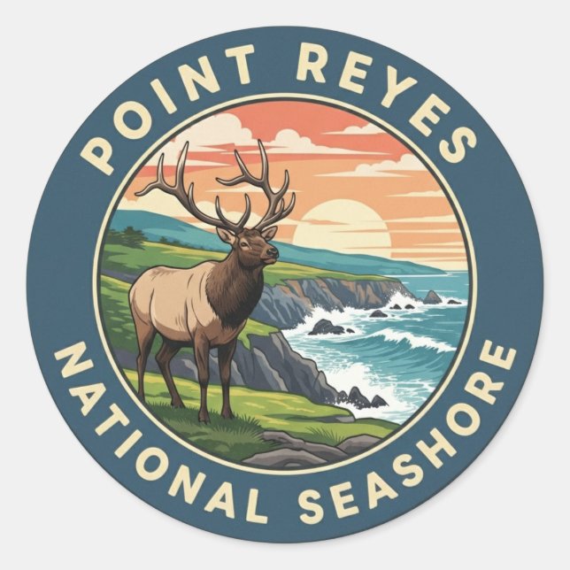 Pegatina Redonda Point Reyes National Seashore California Magnet (Anverso)