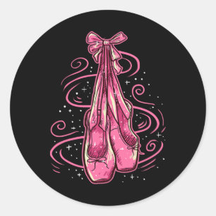 Pegatina Redonda Pointe Shoes Toe Dancing Ballerina Ballet Shoes