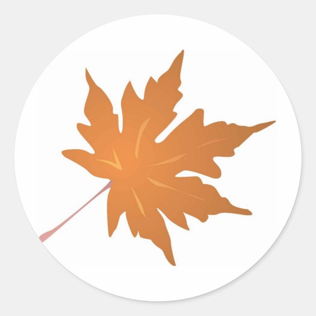 Pegatina Redonda Pointy Brown Maple Leaf (Anverso)