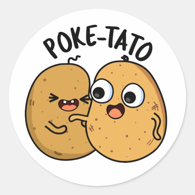 Pegatina Redonda Poke-tato Chiste de Patata Divertido  (Anverso)