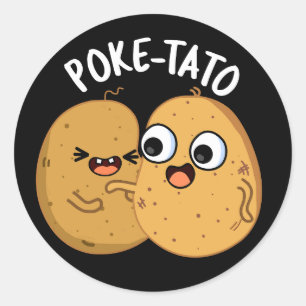 Pegatina Redonda Poke-tato Funny Potato Pun Dark BG