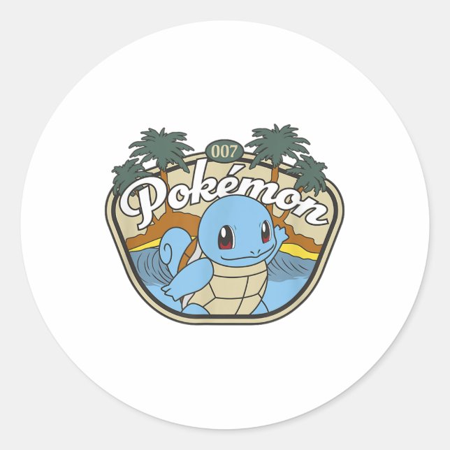 Pegatina Redonda Pokémon 007 Squirtle Surfing Outdoor Adventure Be (Anverso)