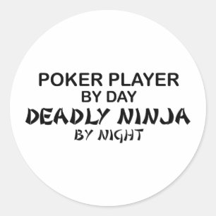Pegatina Redonda Póker Ninja mortal por noche