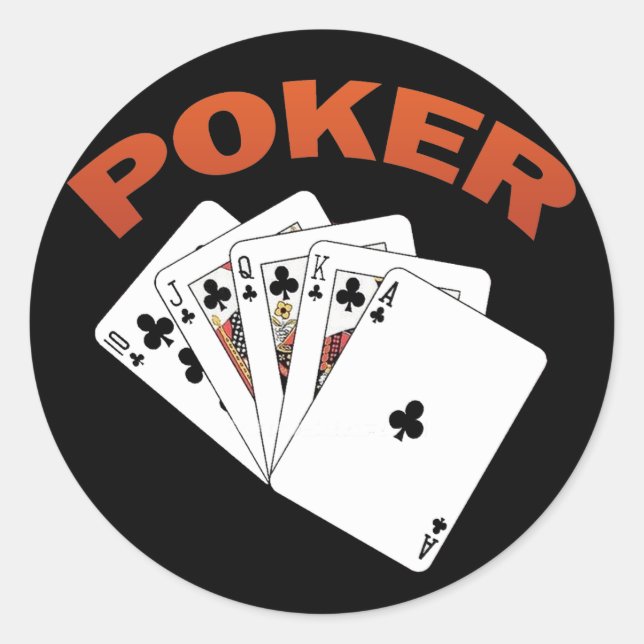 PEGATINA REDONDA POKER ROYAL FLUSH (Anverso)