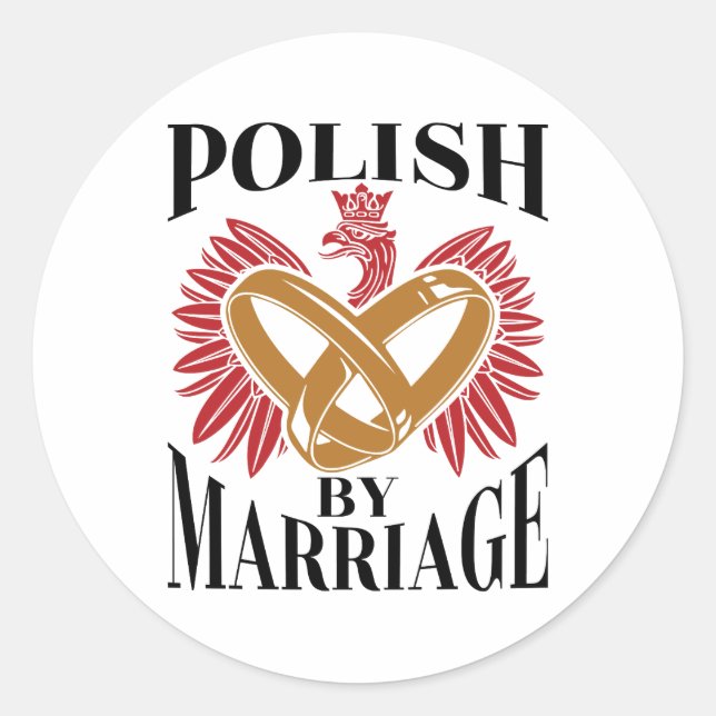 Pegatina Redonda Polaco por matrimonio Esposa polaca marido (Anverso)