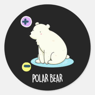 Pegatina Redonda Polar Bear divertida ciencia Pun Dark BG