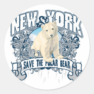 Pegatina Redonda Polar Bear New York