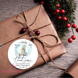 Pegatina Redonda Polar Bear Winter Bearly Wait Baby Shower Favor