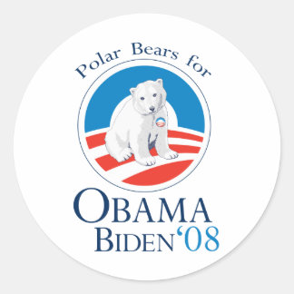 Pegatina Redonda Polar Bears for Obama Sticker
