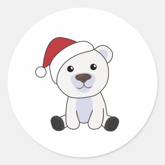 Pegatina Redonda Polar: Navidades del oso polar niegan animales de  (Anverso)