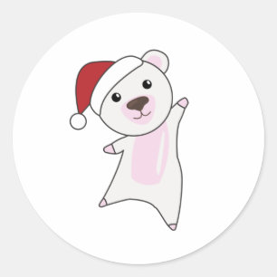 Pegatina Redonda Polar: Navidades del oso polar niegan animales de