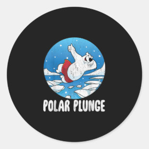 Pegatina Redonda Polar Plunge Ice Jump Polar Bear Winter Swim