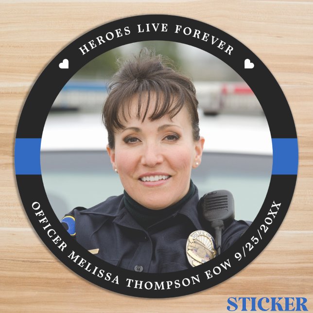 Pegatina Redonda Police Memorial Fallen Officer Heroes Live Forever (Subido por el creador)