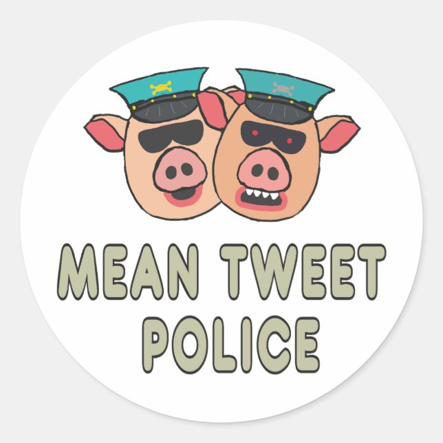 Pegatina Redonda Policía de Twitter medio (Anverso)