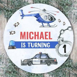 Pegatina Redonda Policía Fiesta de cumpleaños 1