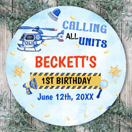 Pegatina Redonda Policía Fiesta de cumpleaños 1