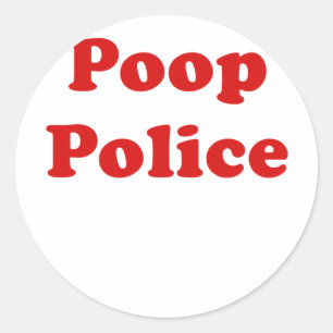 Pegatina Redonda Policía Poop