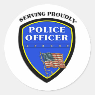 Pegatina Redonda Policía que sirve orgulloso