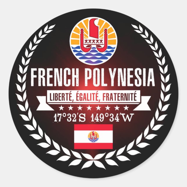 Pegatina Redonda Polinesia Francesa (Anverso)