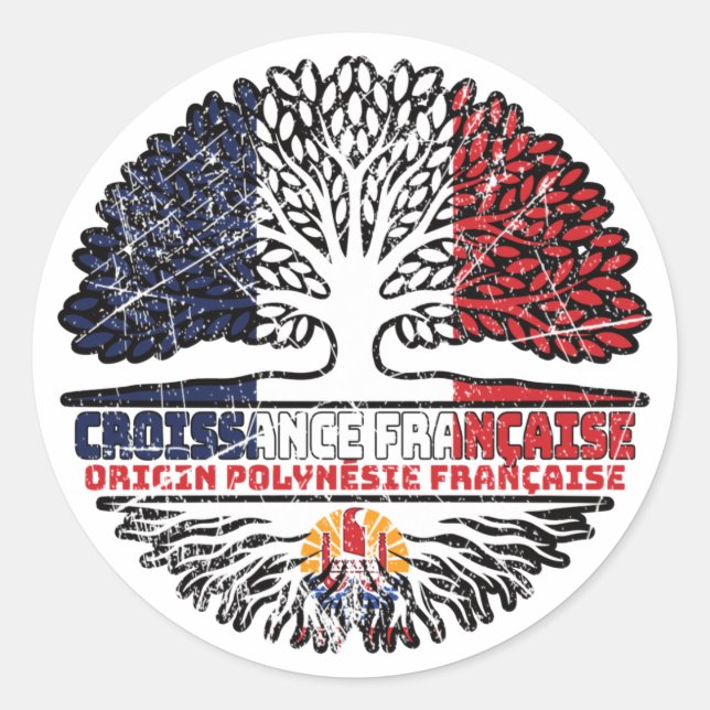 Pegatina Redonda Polinesia Francesa Polinesia Francesa Francia (Anverso)