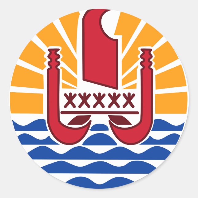 Pegatina Redonda Polinesia PF (Anverso)