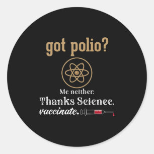 Pegatina Redonda Polio científico del humor divertido vacunado
