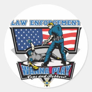 Pegatina Redonda Polis y ladrones