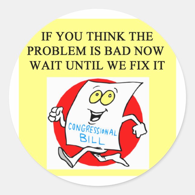 Pegatina Redonda política del congreso el gobierno apesta (Anverso)