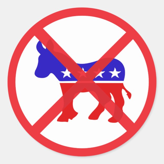 Pegatina Redonda Política popular antidemócrata (Anverso)