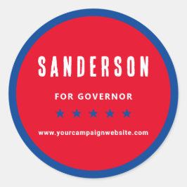 Pegatina Redonda Political Election Campaign Name Red White Blue