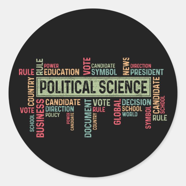 Pegatina Redonda Political Science (Anverso)