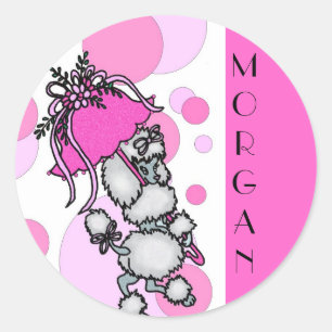 Pegatina Redonda Polk-a-dots N Poodles-Personalizable